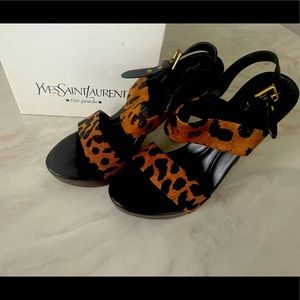 YSL Yves Saint Laurent Arusha Leopard Print Heel